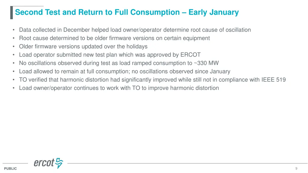 second test and return to full consumption early