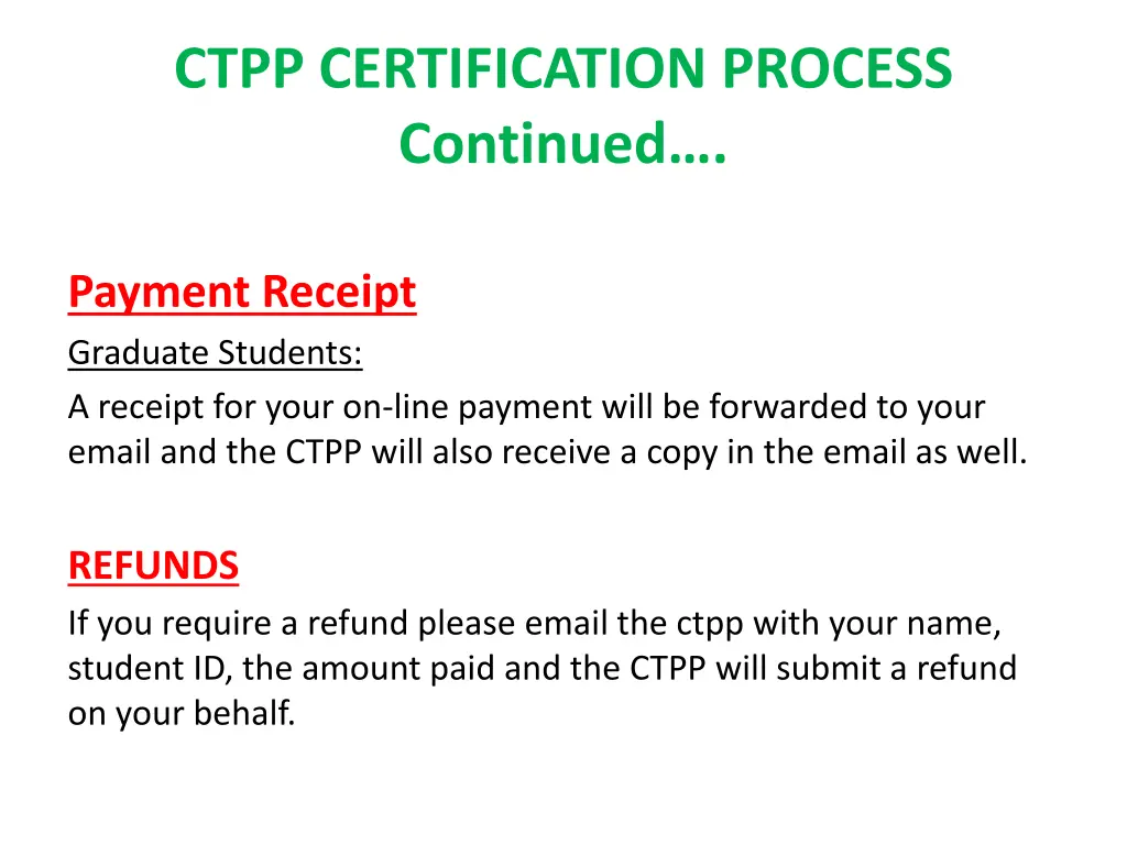 ctpp certification process continued