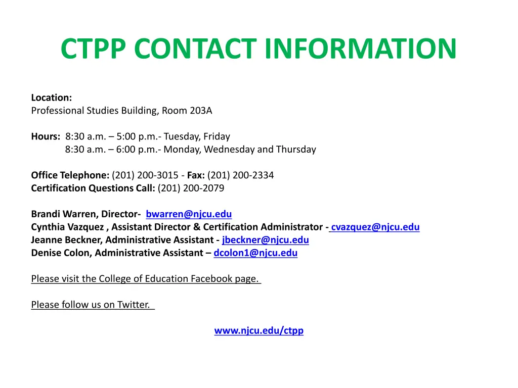 ctpp contact information