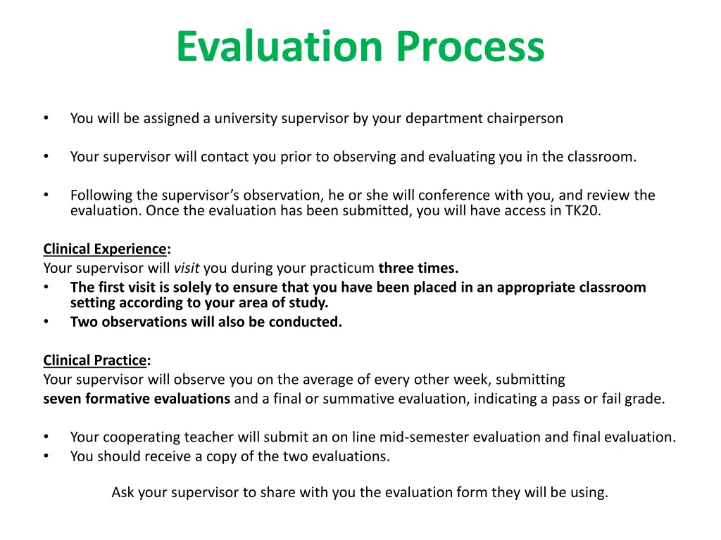 evaluation process