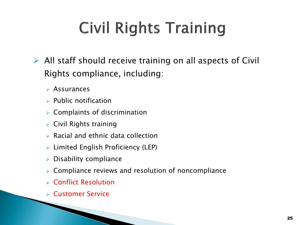 all staff should receive training on all aspects