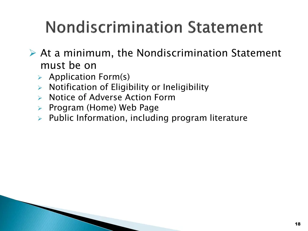 at a minimum the nondiscrimination statement must