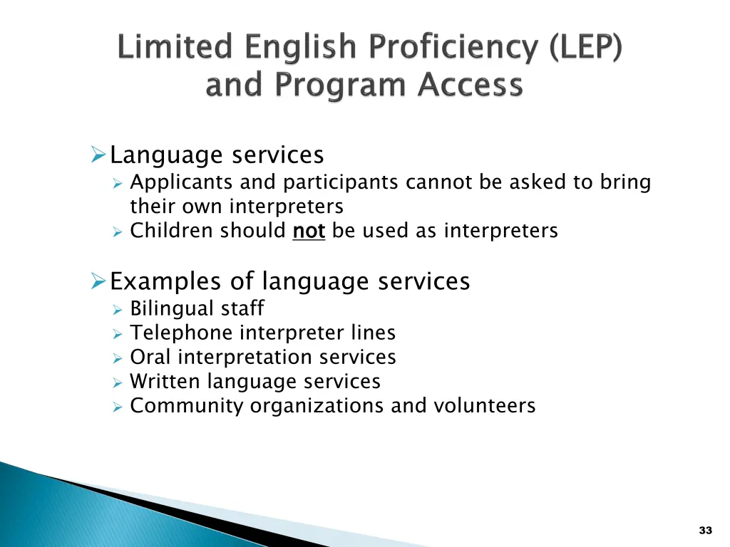 language services applicants and participants