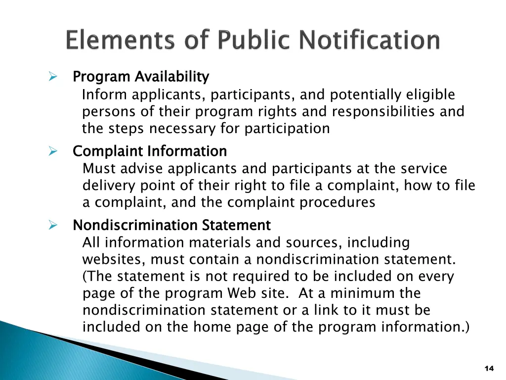 program availability inform applicants