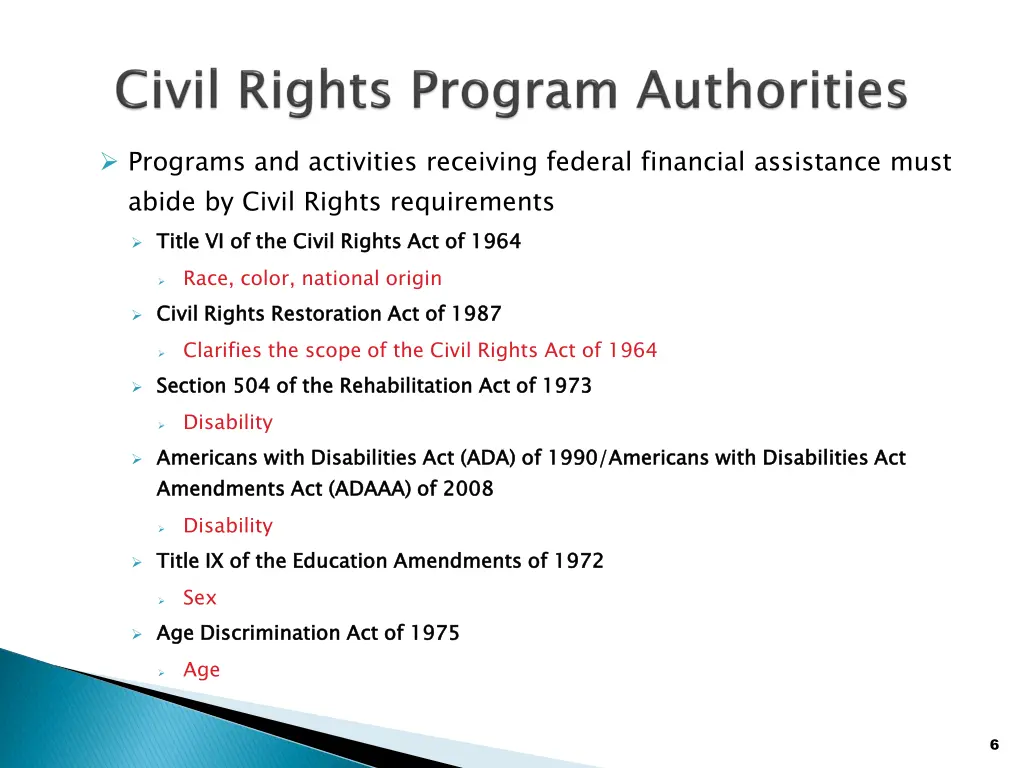 programs and activities receiving federal