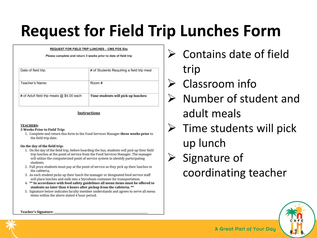 request for field trip lunches form