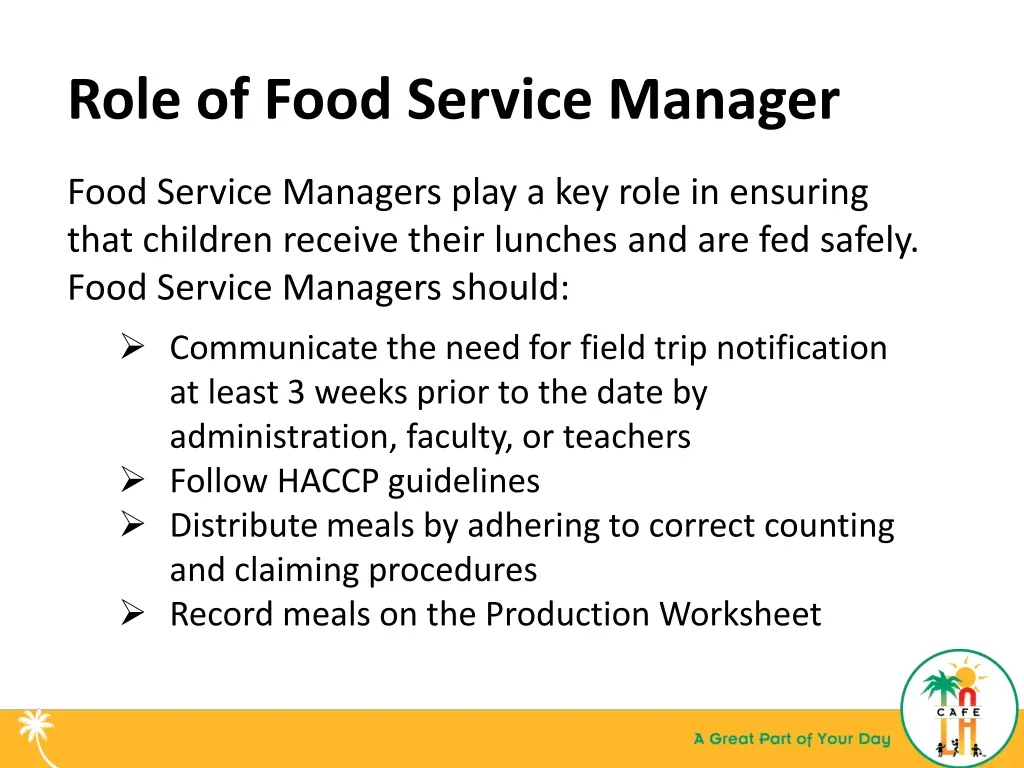 role of food service manager