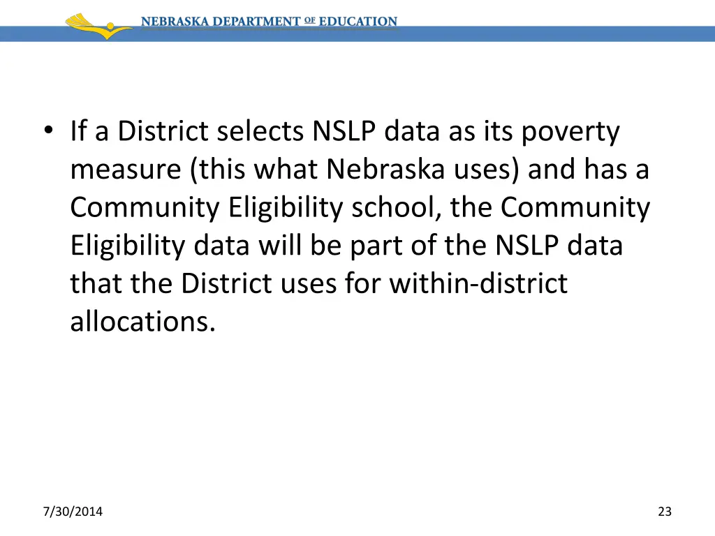 if a district selects nslp data as its poverty