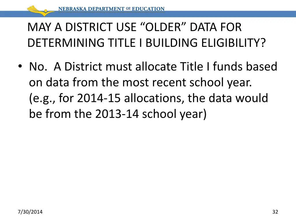 may a district use older data for determining