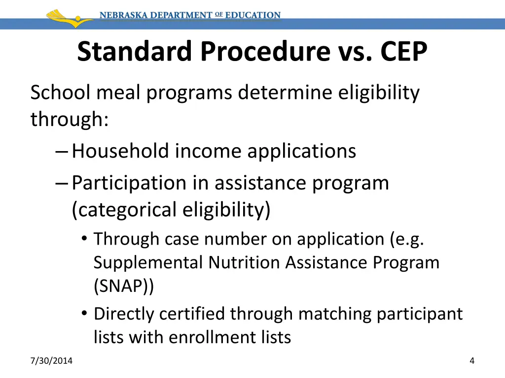 standard procedure vs cep