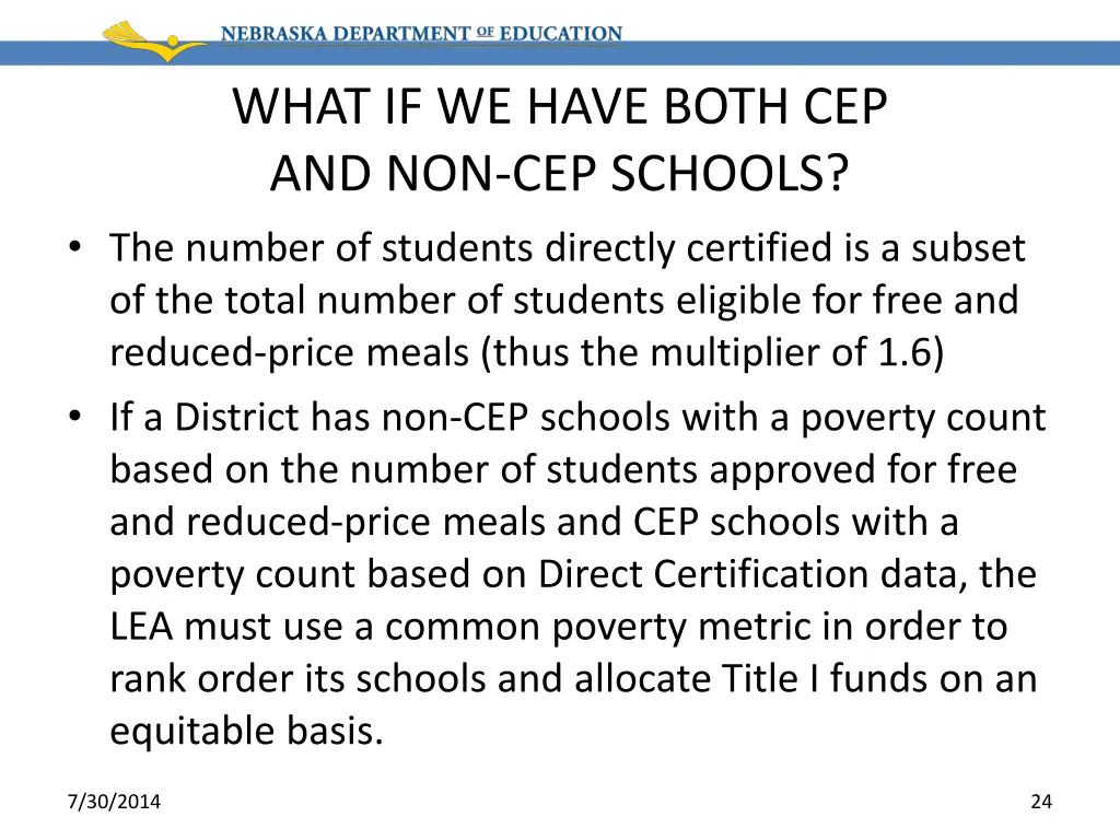 what if we have both cep and non cep schools
