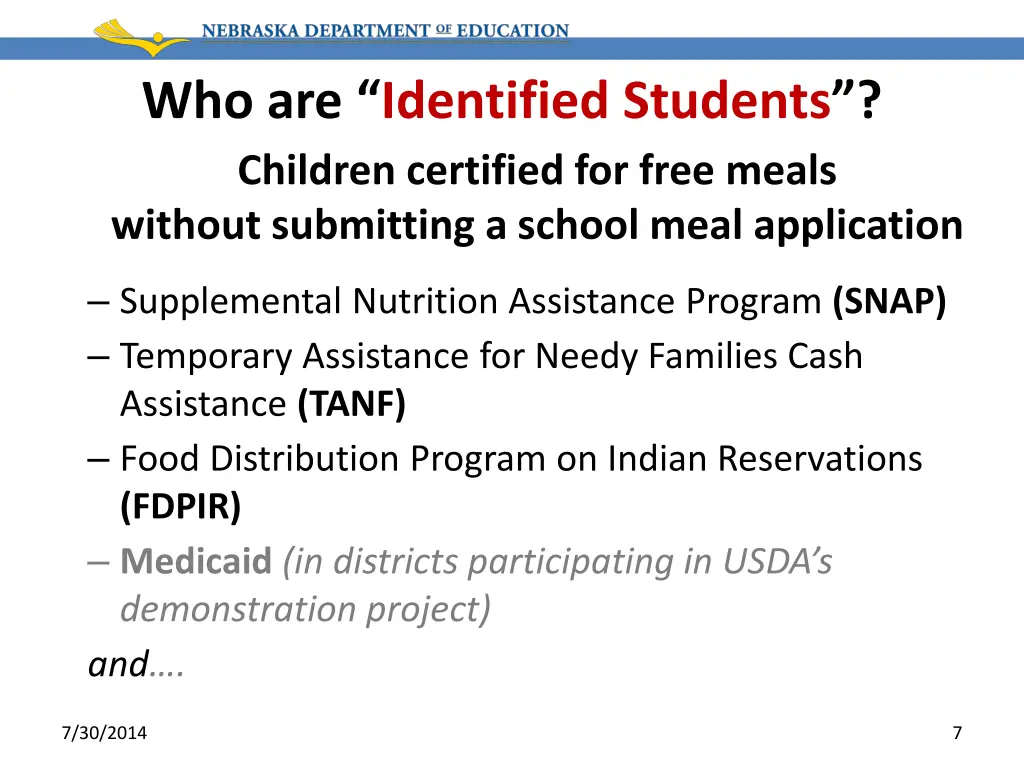 who are identified students children certified