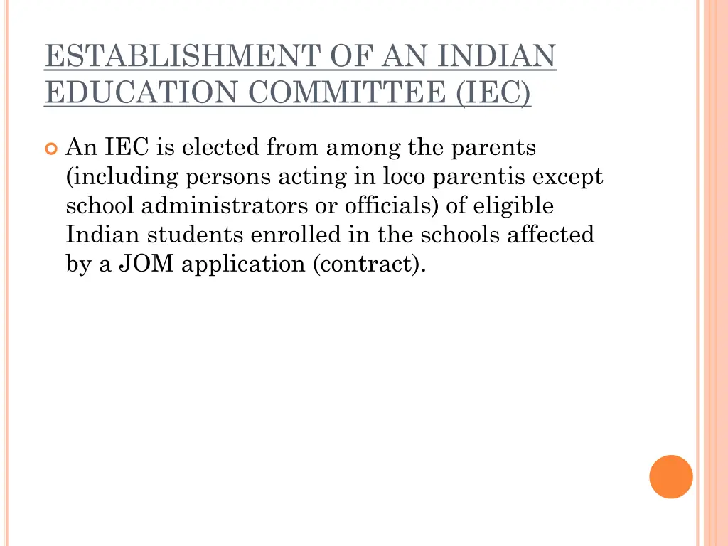 establishment of an indian education committee iec