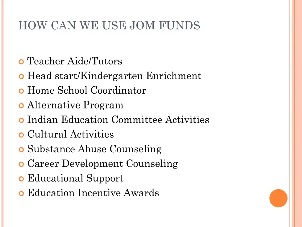 how can we use jom funds