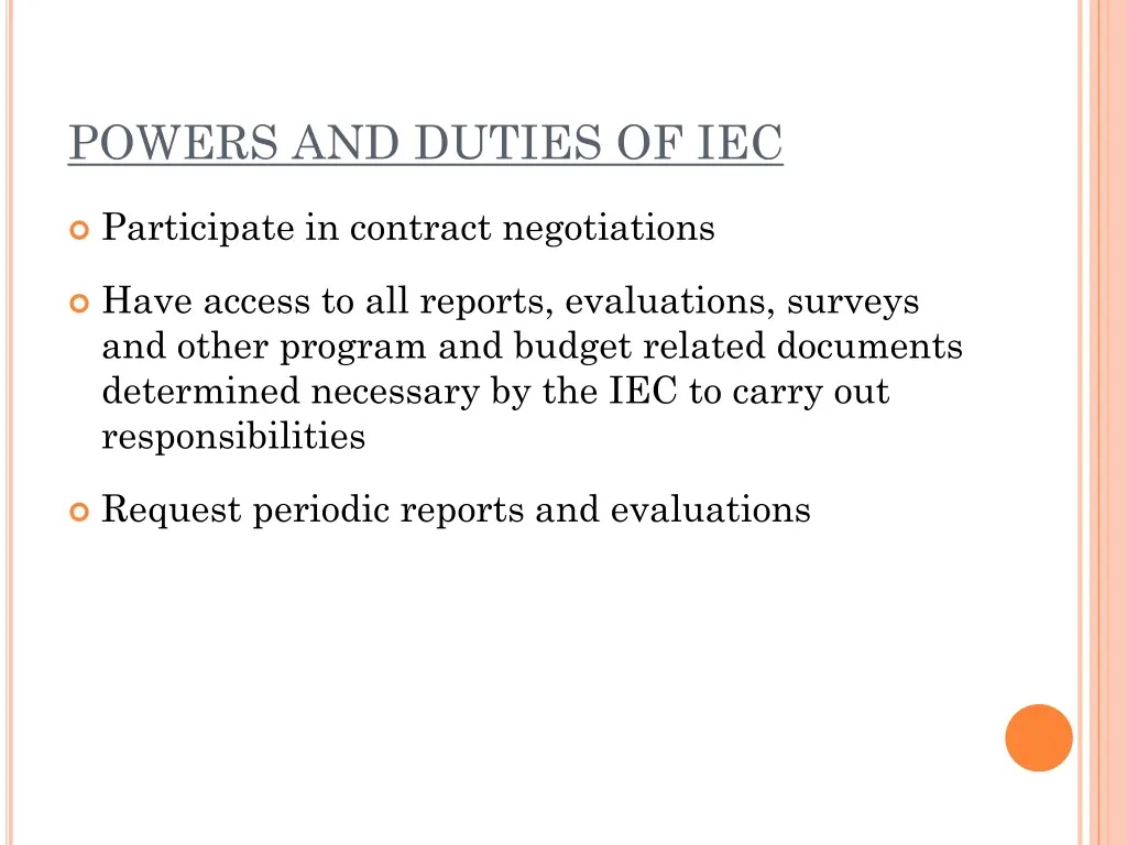 powers and duties of iec 2
