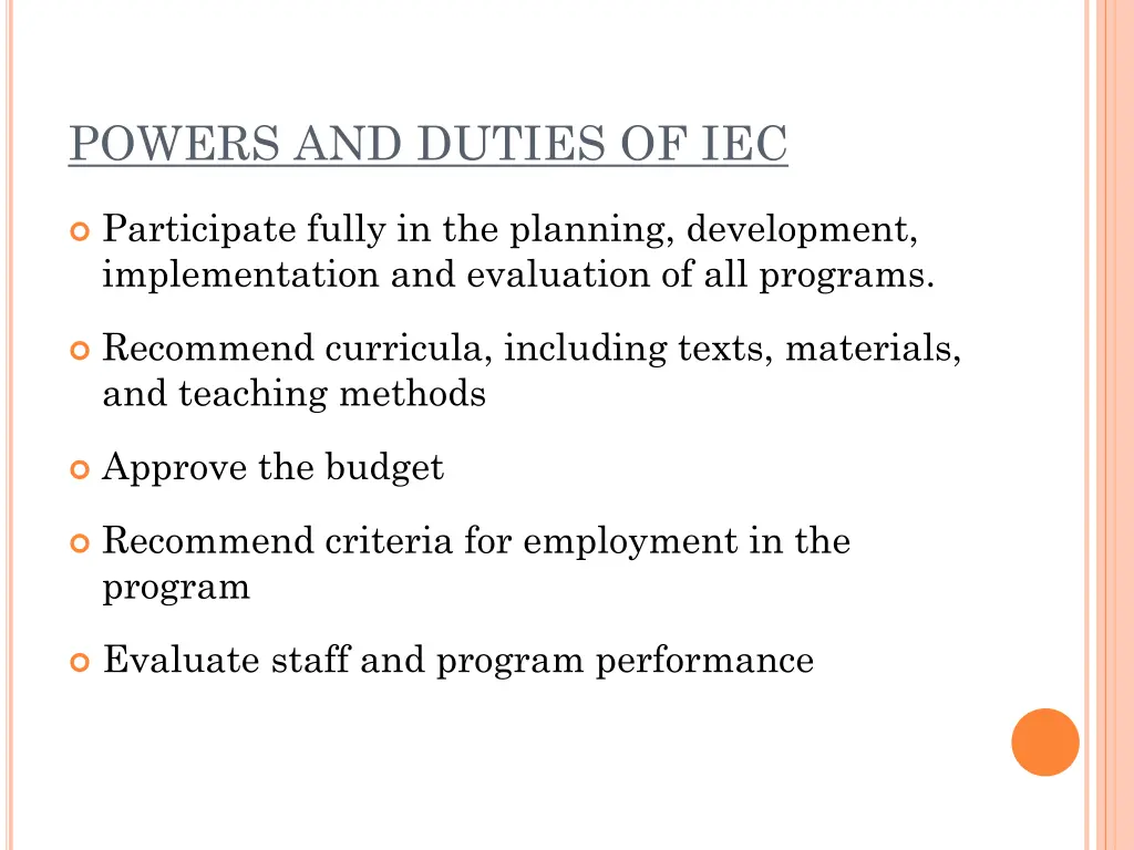 powers and duties of iec