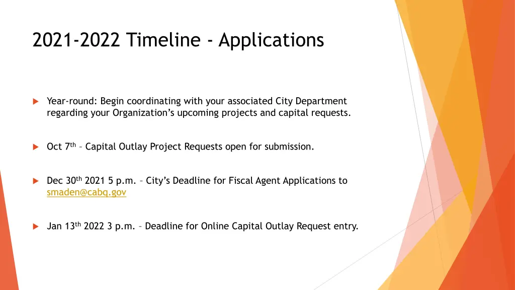 2021 2022 timeline applications