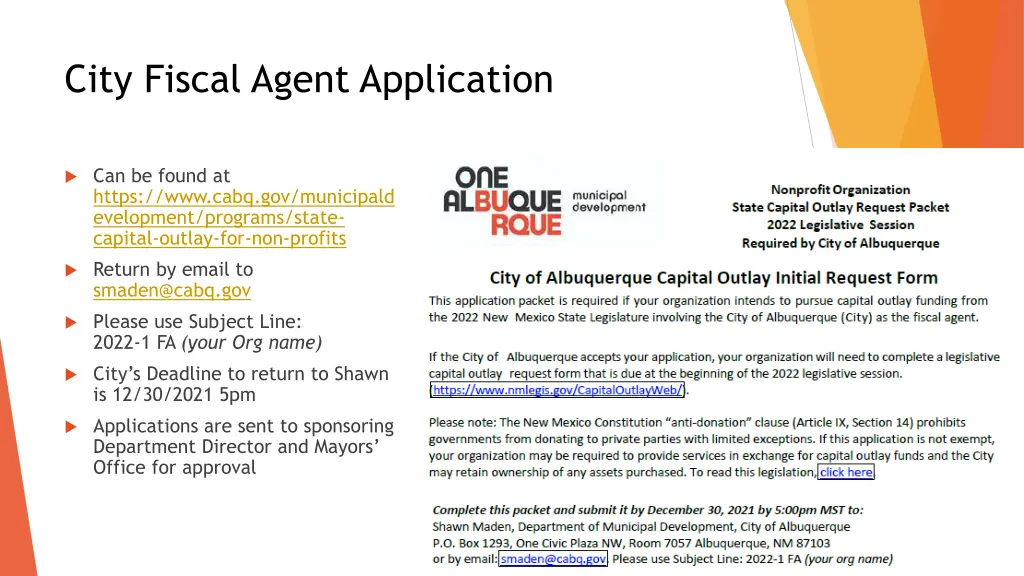 city fiscal agent application