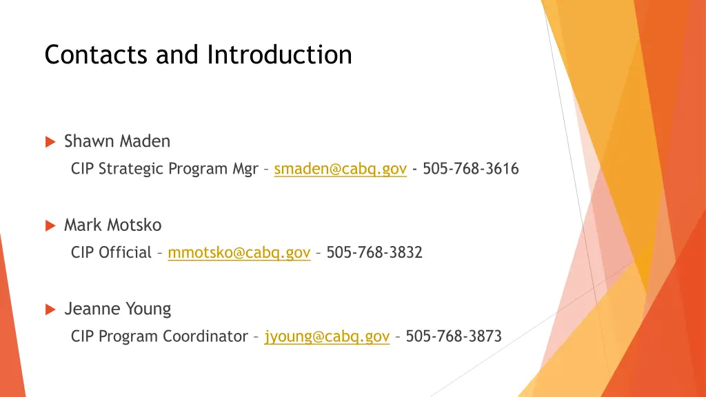 contacts and introduction