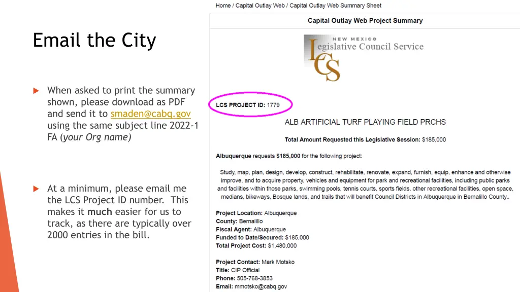 email the city