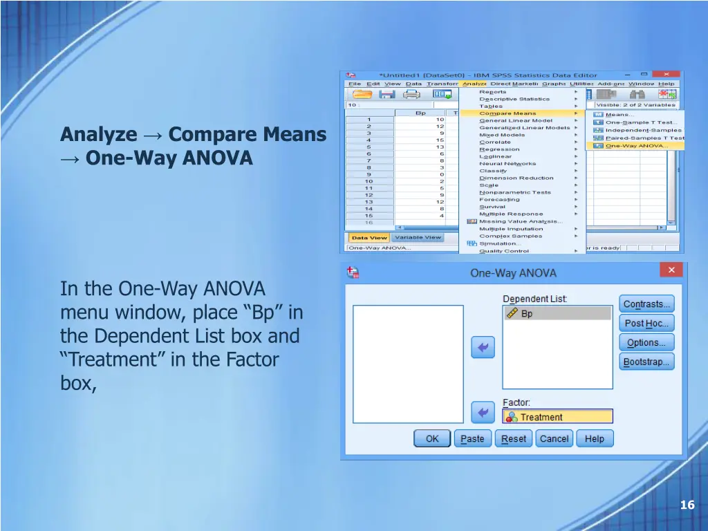 analyze compare means one way anova