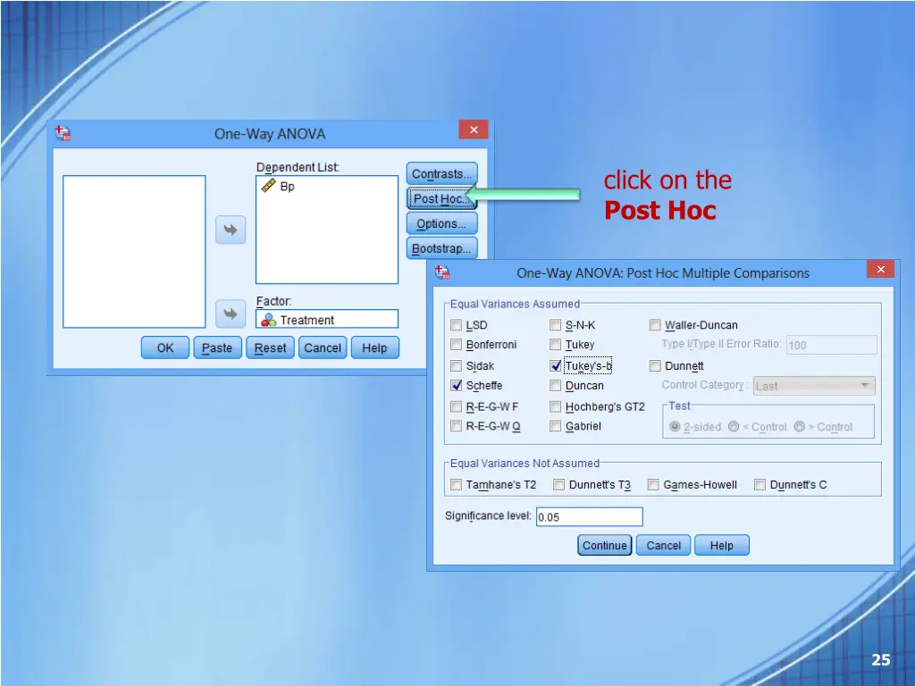 click on the post hoc