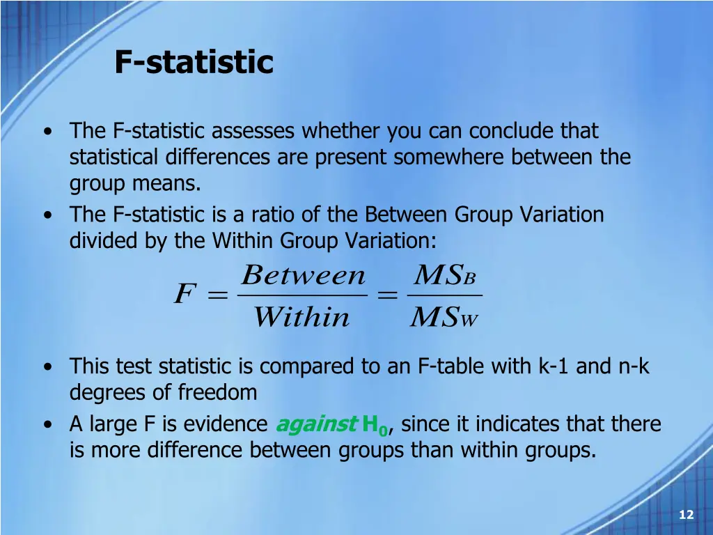f statistic