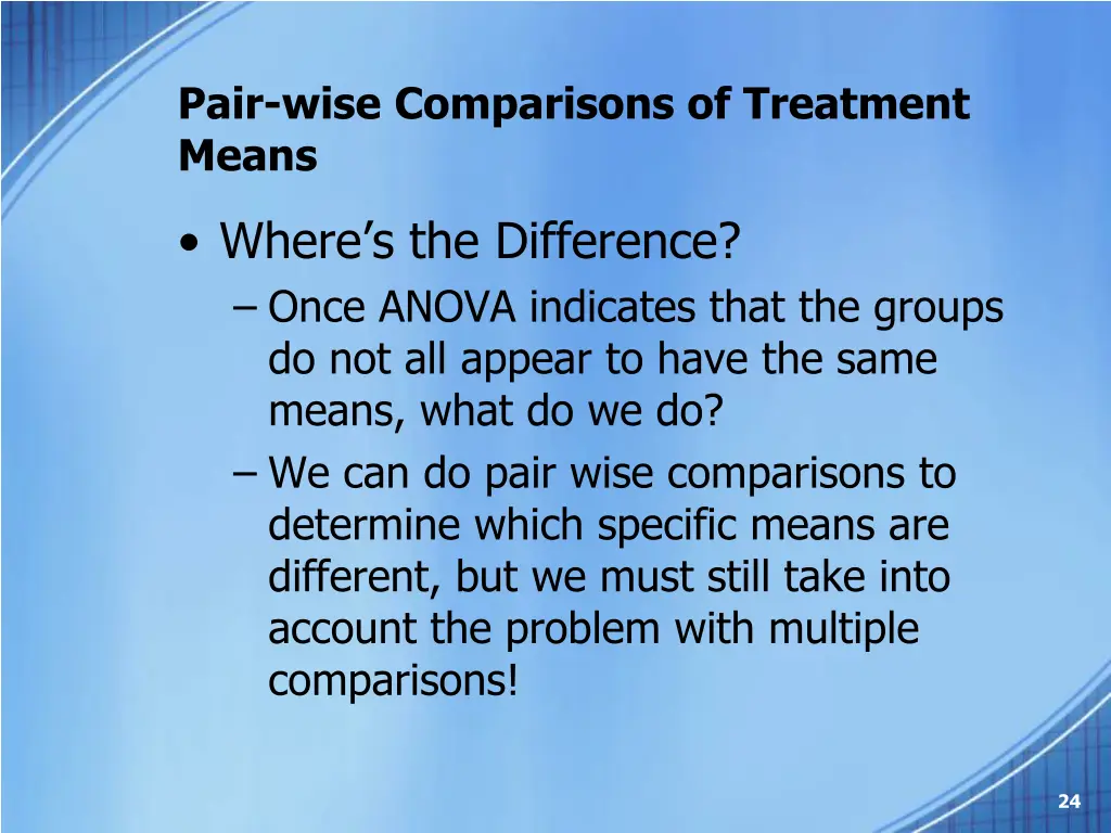 pair wise comparisons of treatment means