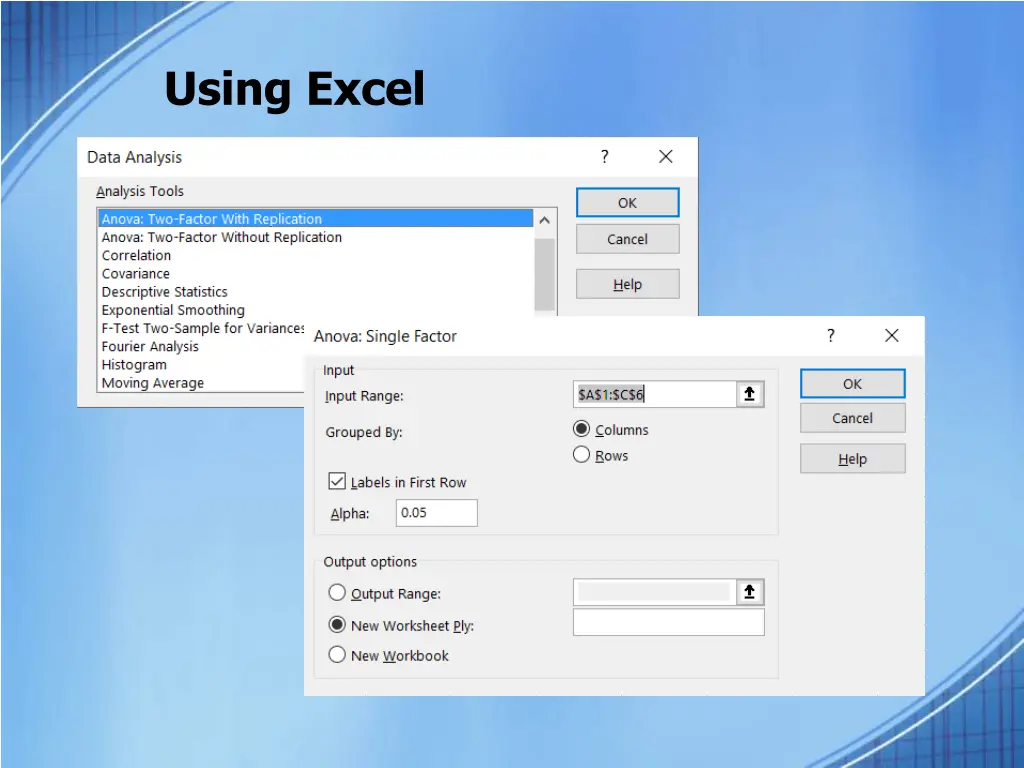 using excel 2