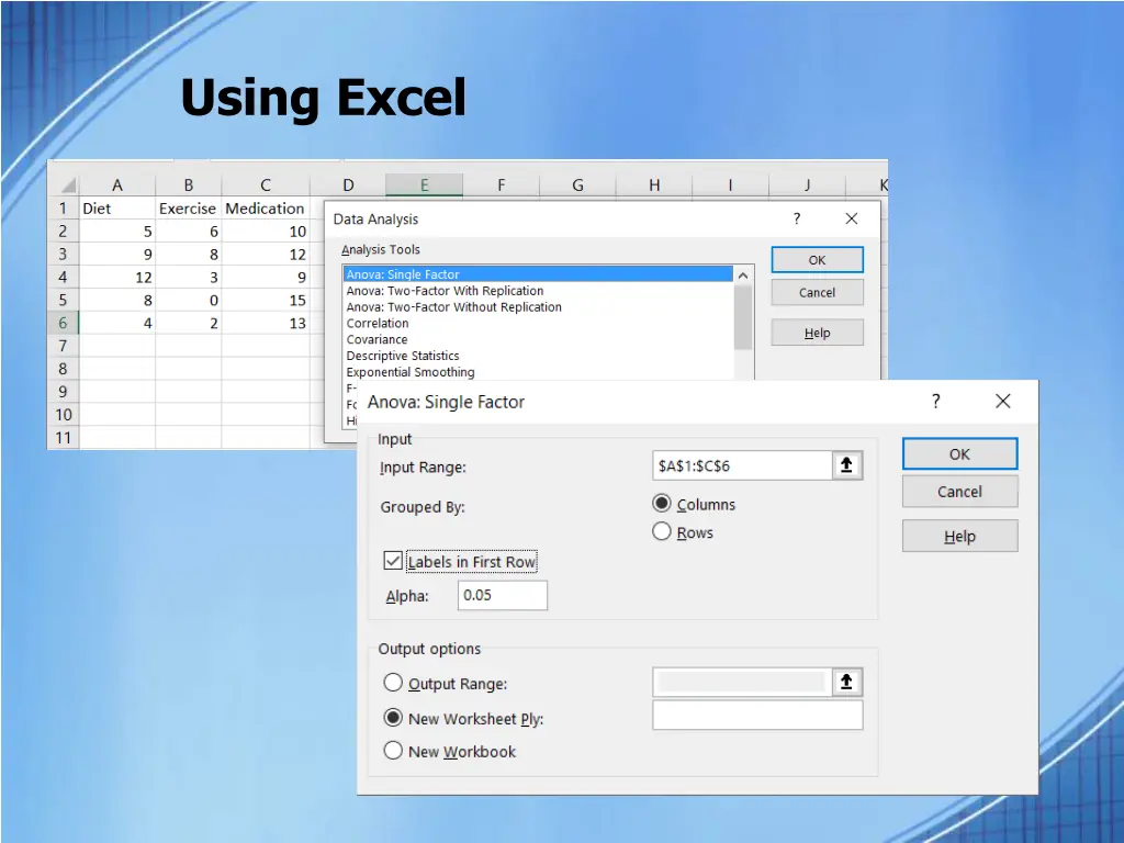 using excel