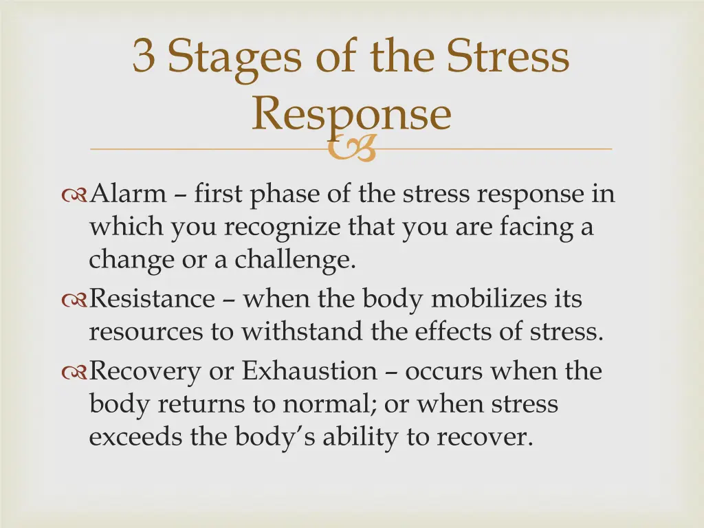 3 stages of the stress response