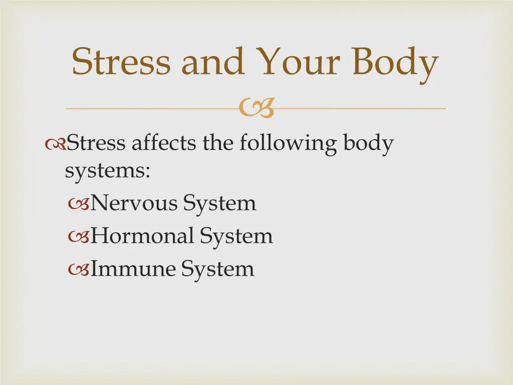 stress and your body