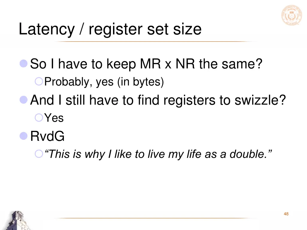 latency register set size 11