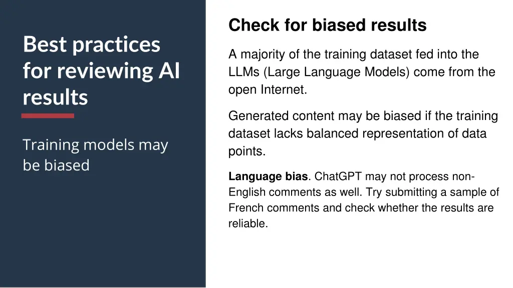 check for biased results
