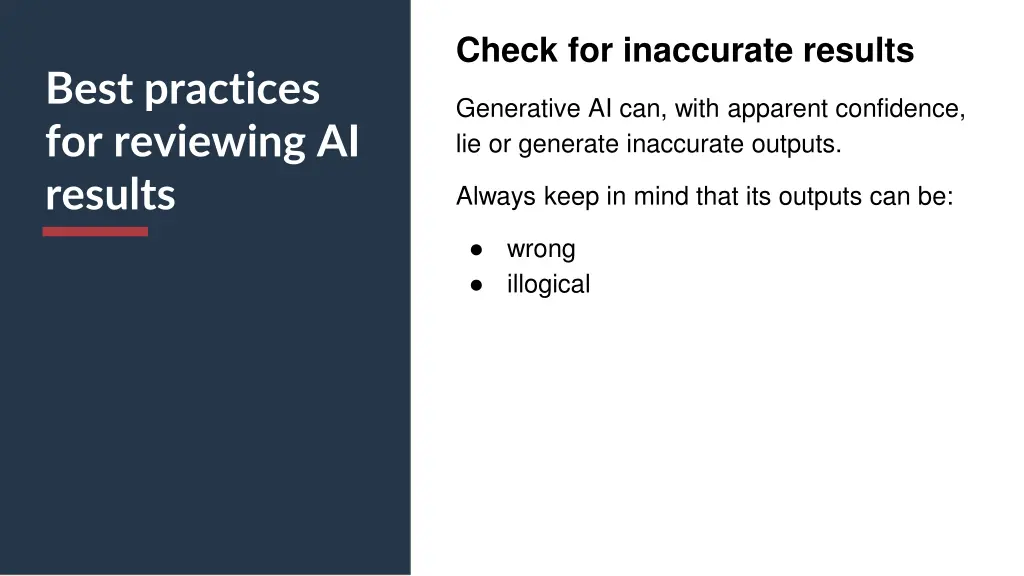 check for inaccurate results