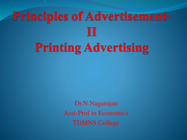 dr n nagarajan asst prof in economics tdmns