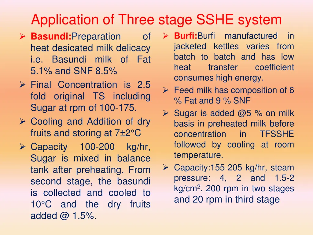application of three stage sshe system basundi