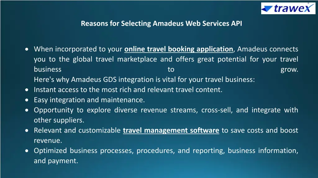 reasons for selecting amadeus web services api