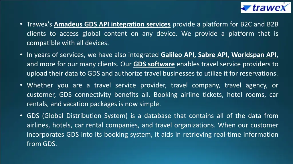trawex s amadeus gds api integration services