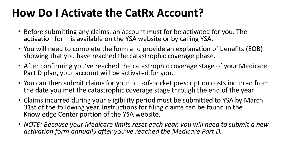 how do i activate the catrx account