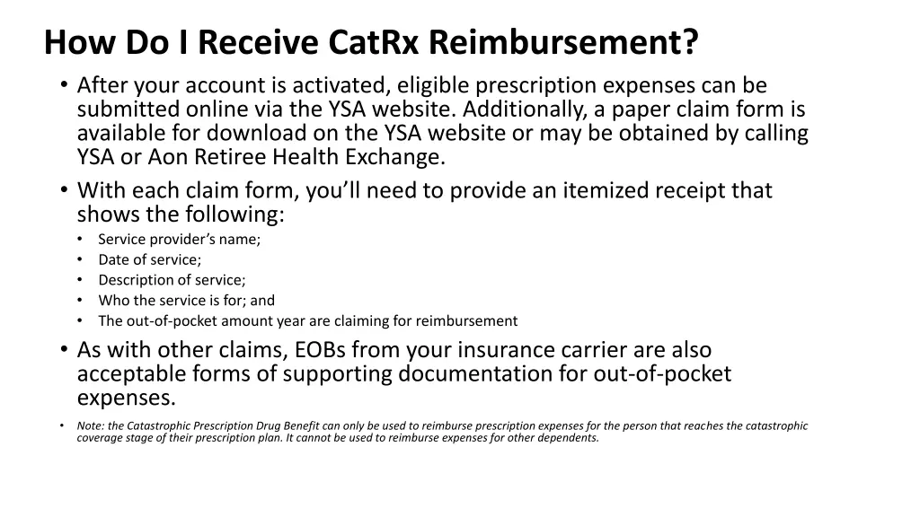 how do i receive catrx reimbursement after your