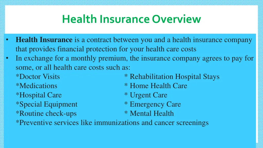 health insurance overview