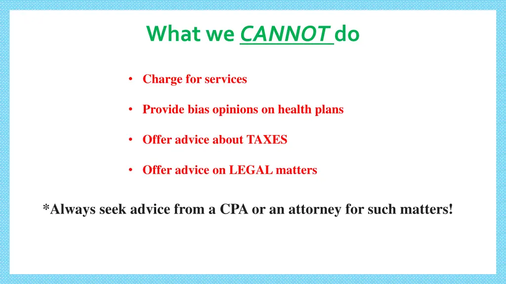 what we cannot do