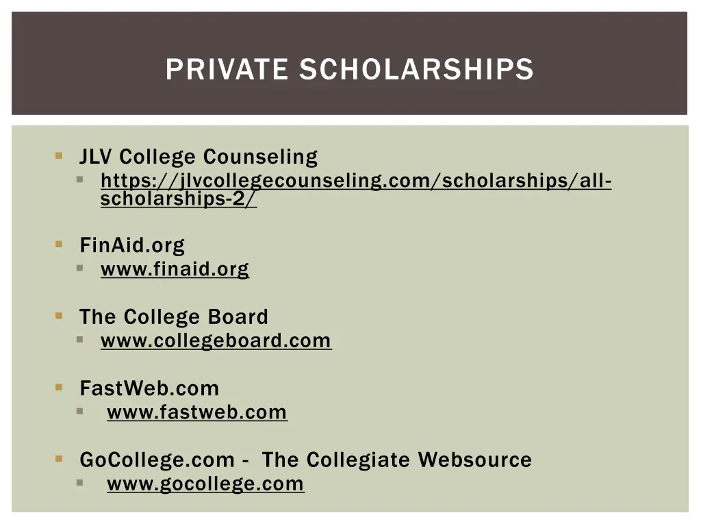 private scholarships