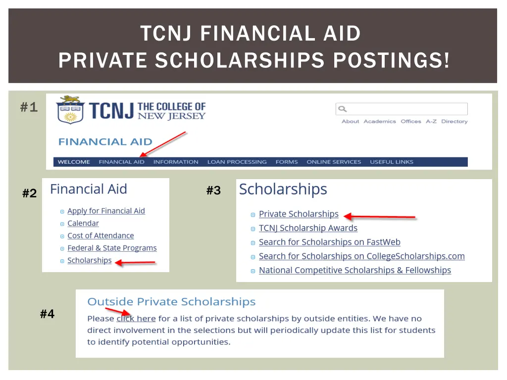 tcnj financial aid private scholarships postings
