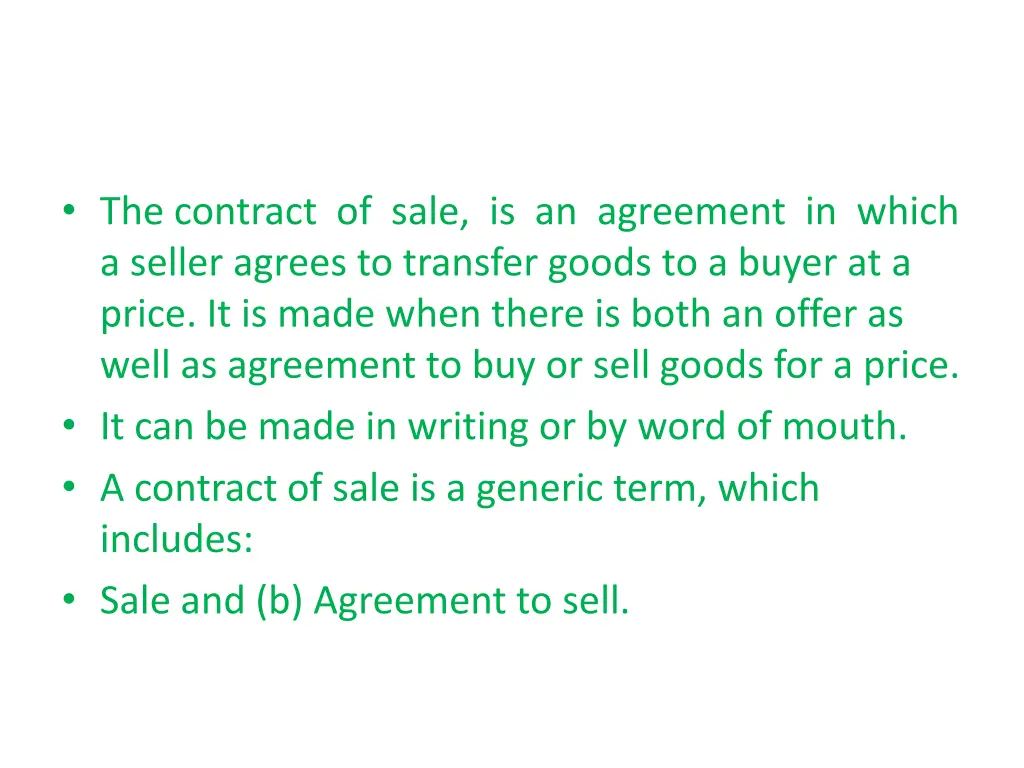the contract of sale is an agreement in which