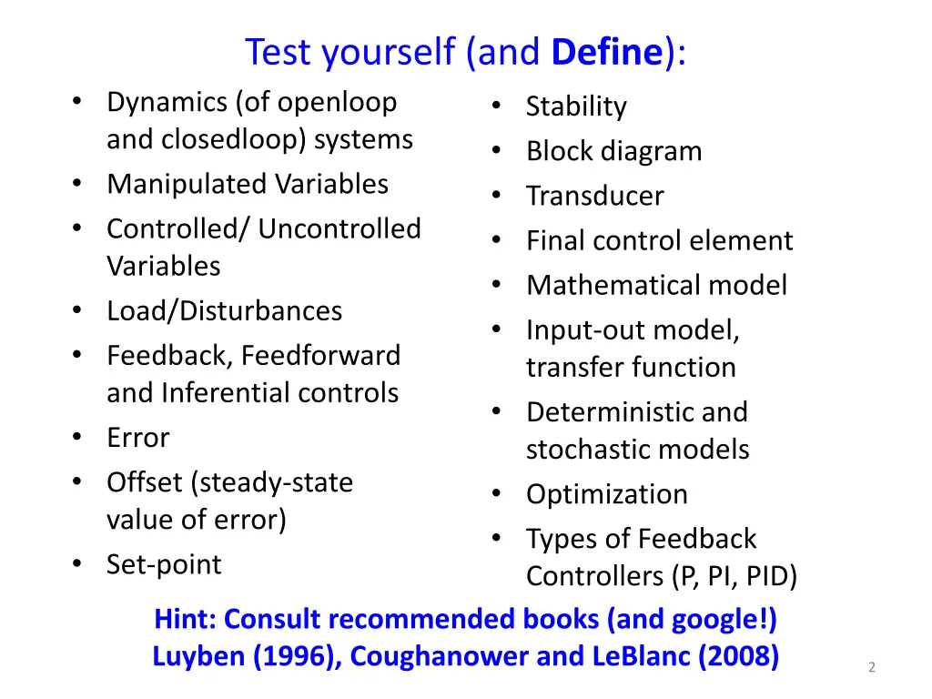 test yourself and define dynamics of openloop
