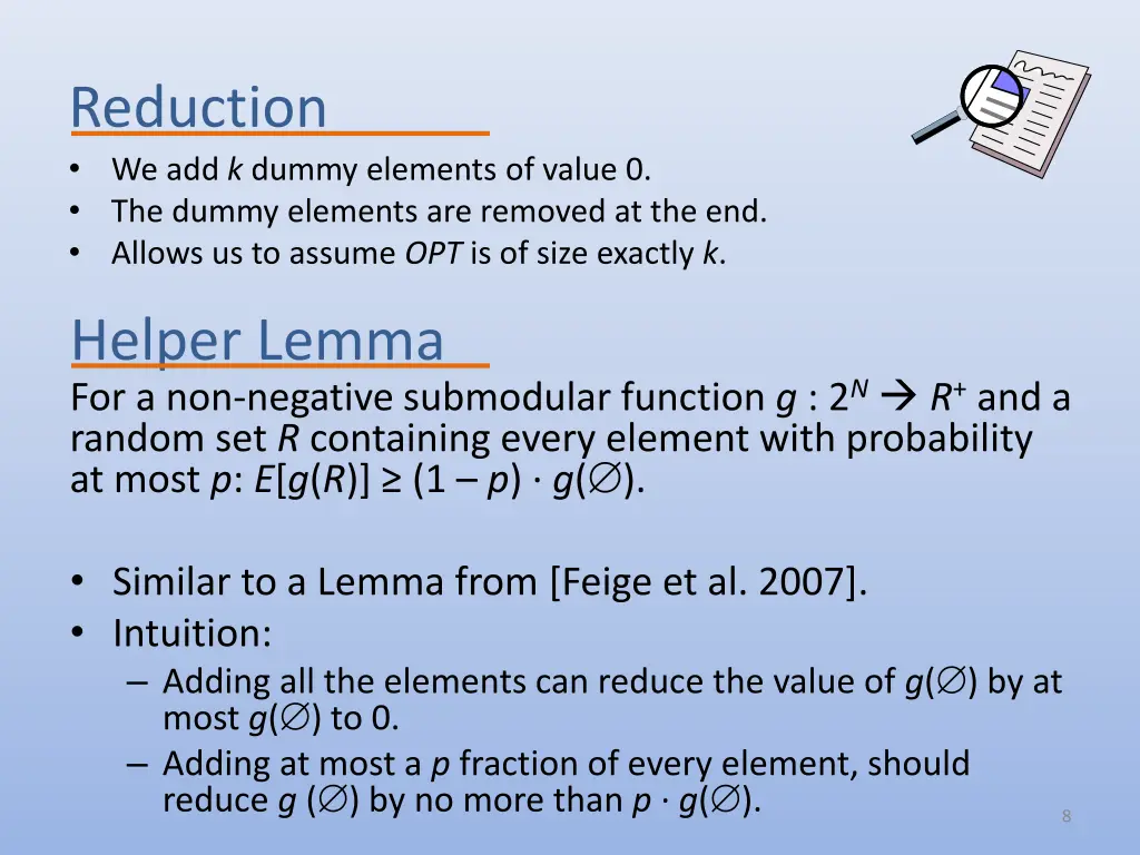 reduction we add k dummy elements of value