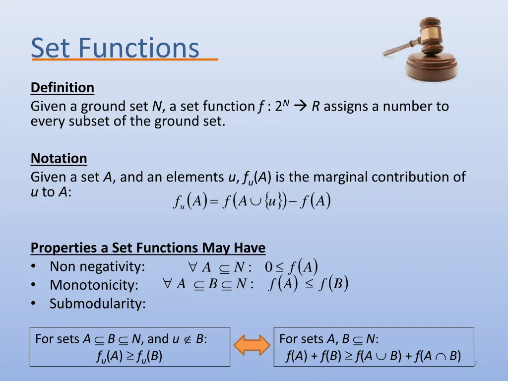set functions