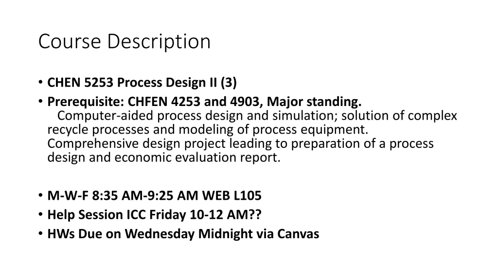 course description